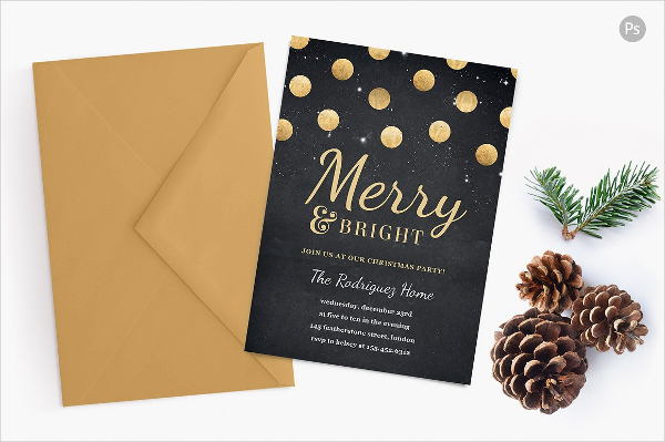 Gold Foil Holiday Party Invitations