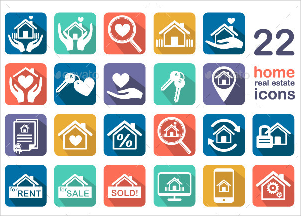 Real Estate Home Icon Set Template