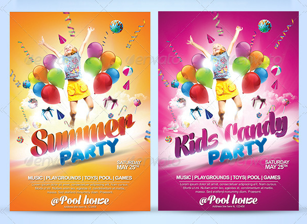Kids Candy Party Flyer Template