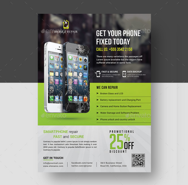 Mobile Repair Services Flyer or Poster Template