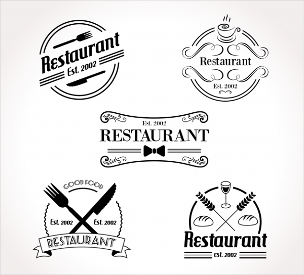 Set of Retro Restaurant Logos Free