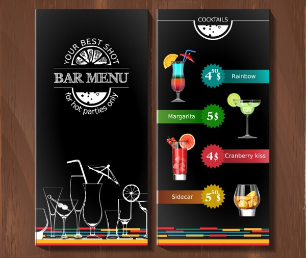 Free Corporate Cocktail Bar menu Design Template