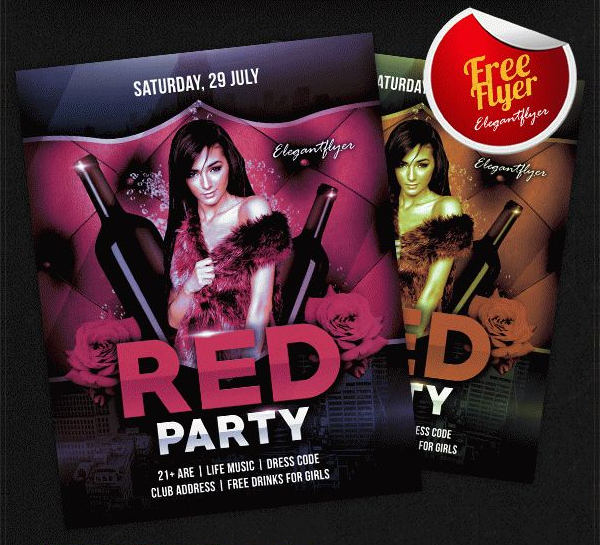 Red Party Free Flyer PSD Template