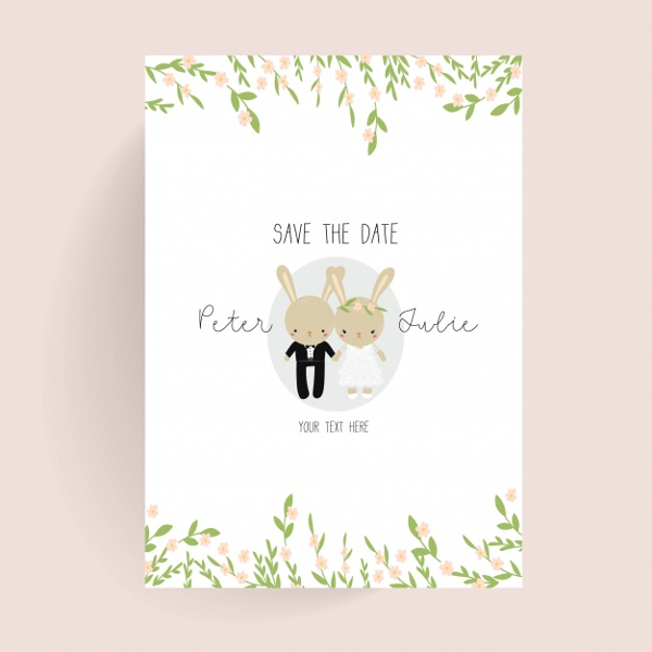 Cute Wedding Poster Free Vector