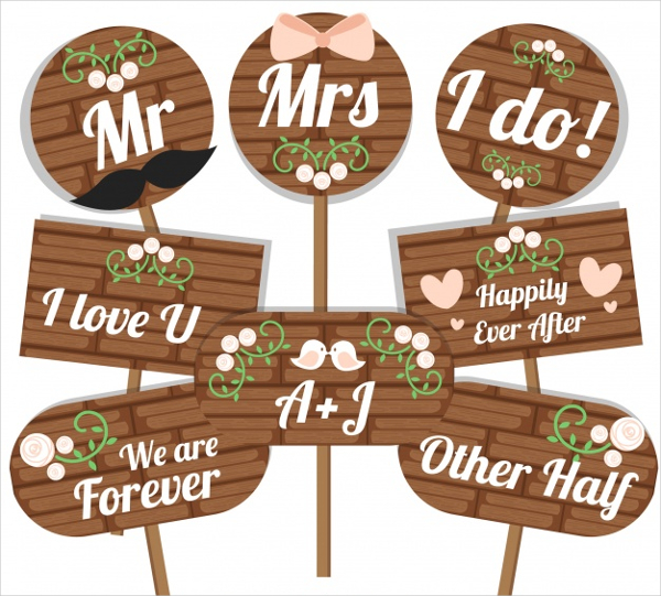 Set Of Wooden Wedding Poster Template Free