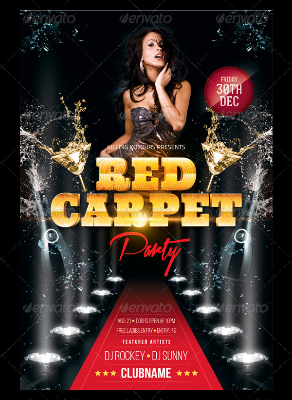 Modern Red Carpet Party Flyer Template