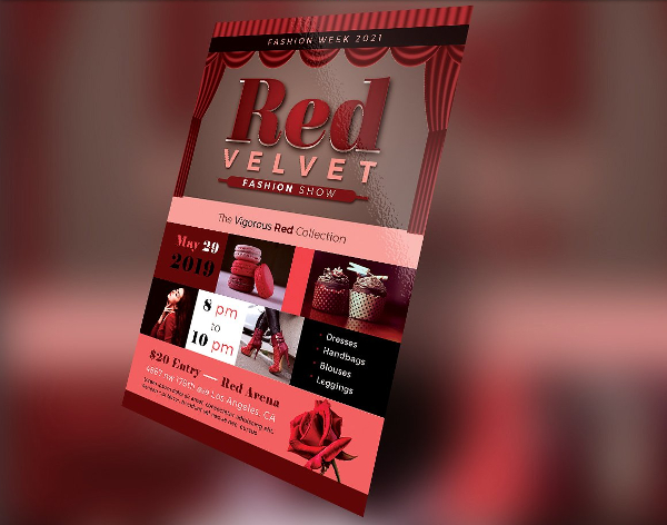Red Velvet Fashion Show Flyer Template