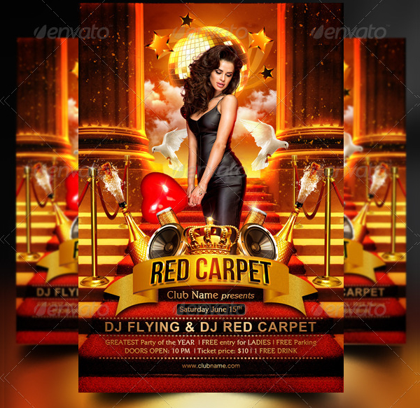 Red Carpet Bachelor Party Flyer Template