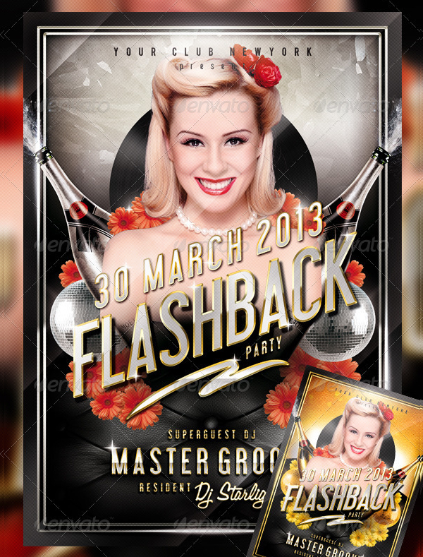 Vintage Silver Party Flyer Template