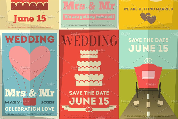 Set Of Wedding Vintage Poster Template