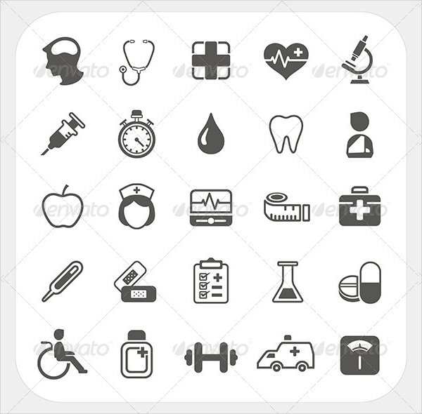 Clean Medical Health Icons Set