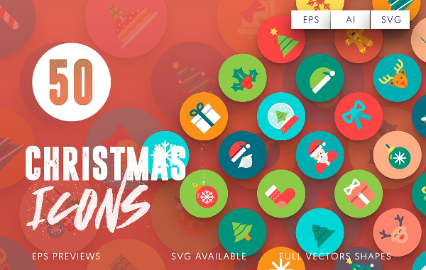 50 Christmas Flat Icons