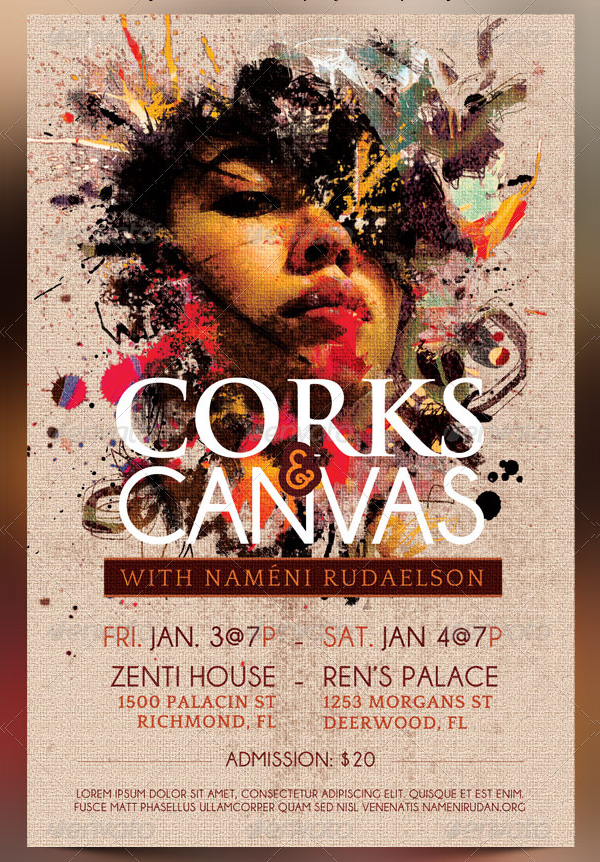 Corks & Canvas Art Event Flyer Template