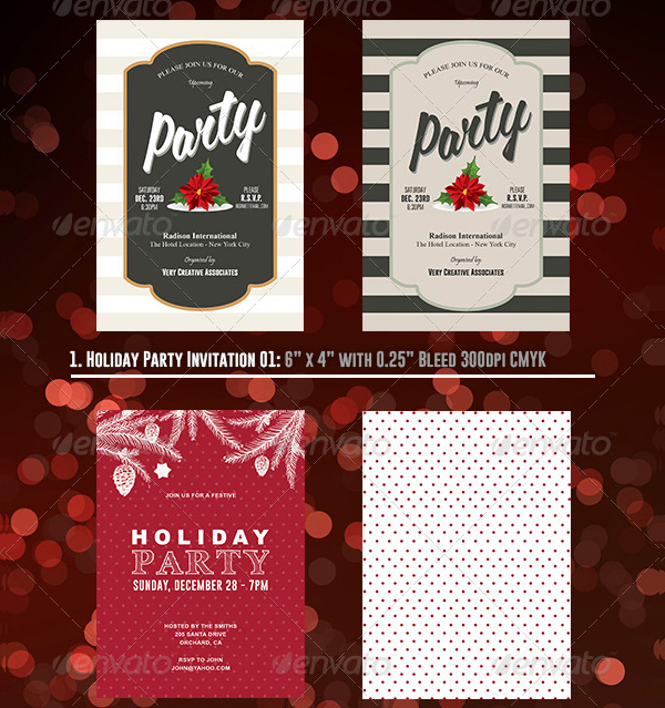 Elegant Holiday Party Invitations Bundle