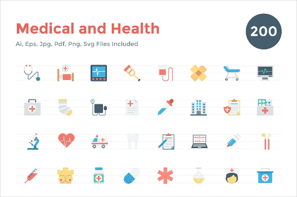 Flat Health Medical Icons Set