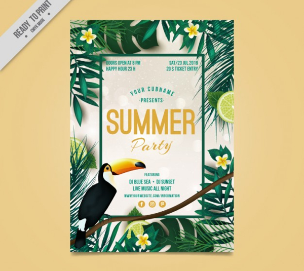 Free Vector Tropical Template Flyer
