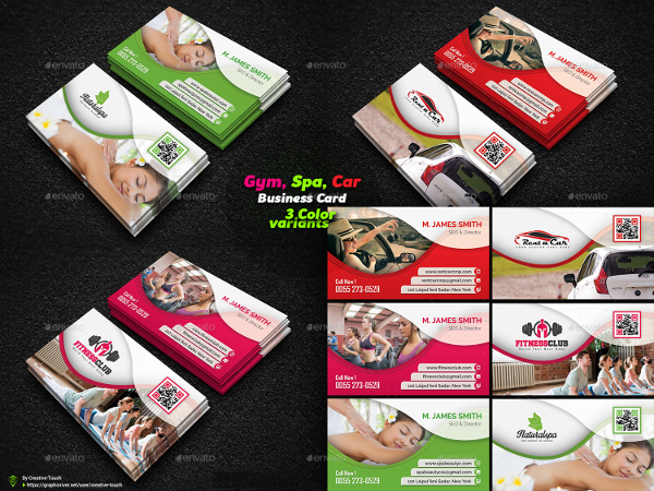 Gym,Spa And Car Business Card Templates