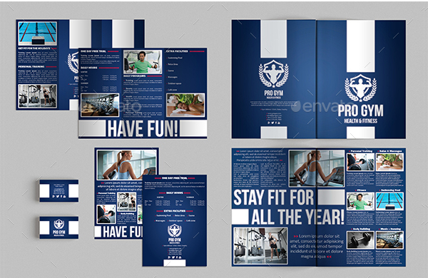 Gym Trifold Brochure And Business Card Template