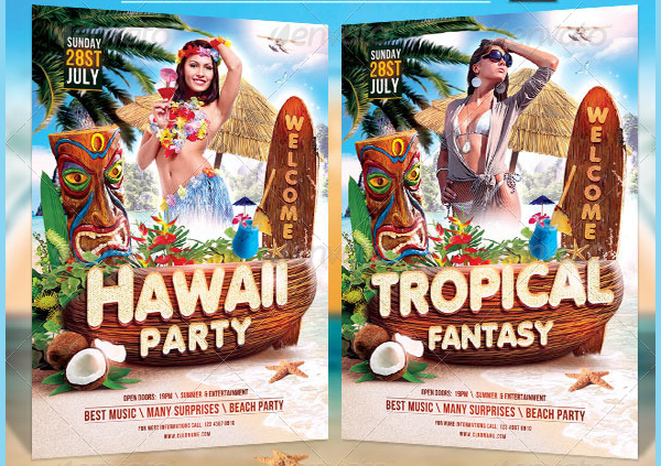 Hawaii Party Tropical Fantasy Flyer Template