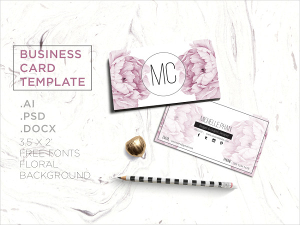 Printable Floral Business Card Template