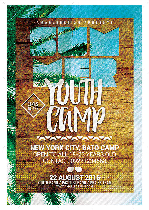 Summer Youth Camp Church Poster and Flyer Template