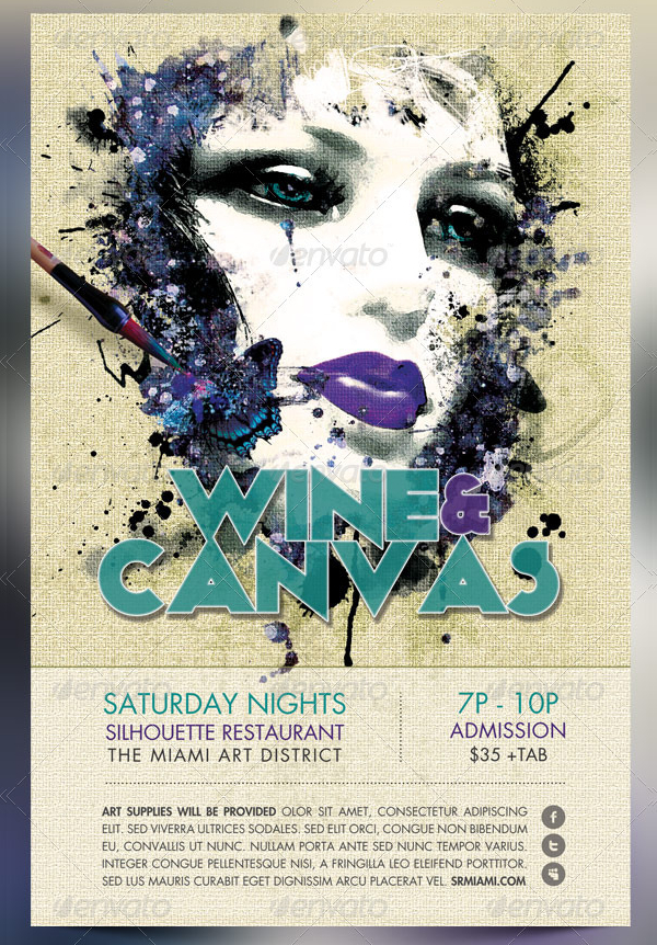 Wine Art Event Canvas Flyer Template