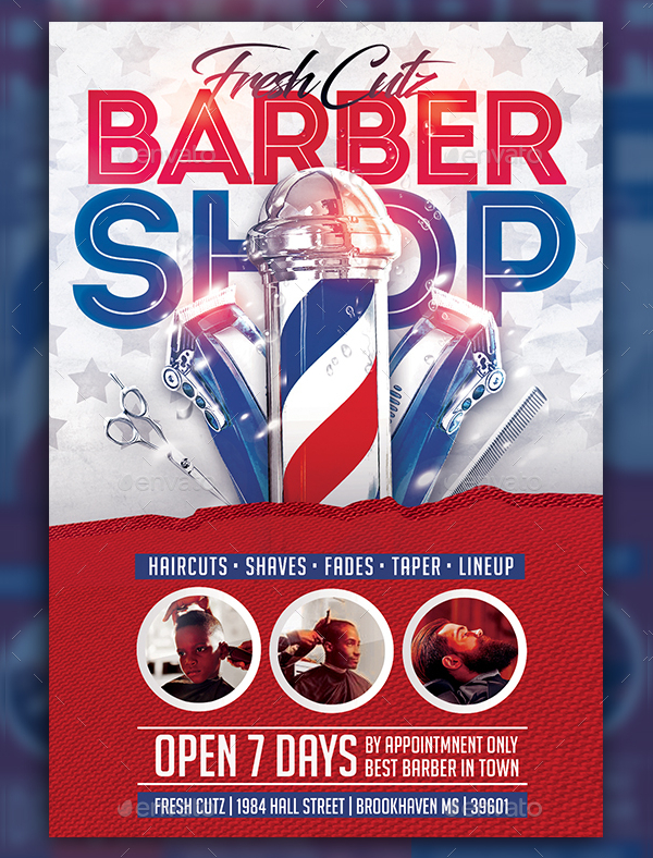 Clean Barber Shop or Salon Flyer Template