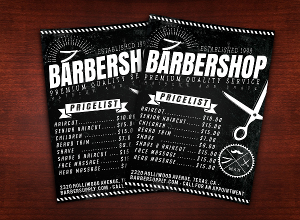 Barber Shop Pricelist Flyer Template