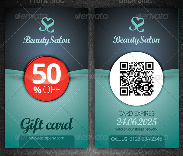 Beauty Salon Gift Voucher Card Template