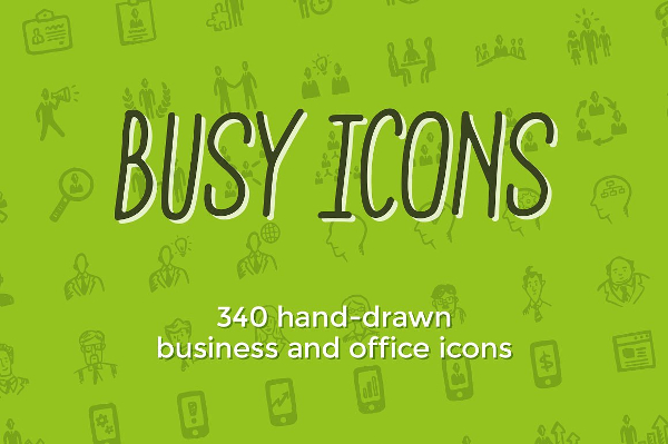 340 Handdrawn Business and Office Icons