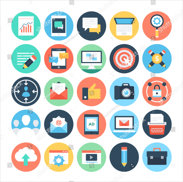 Clean Digital Marketing Vector Icons
