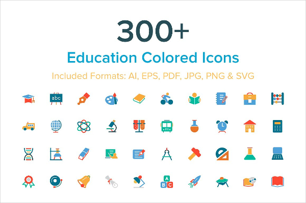 300+ Education Colored Icons