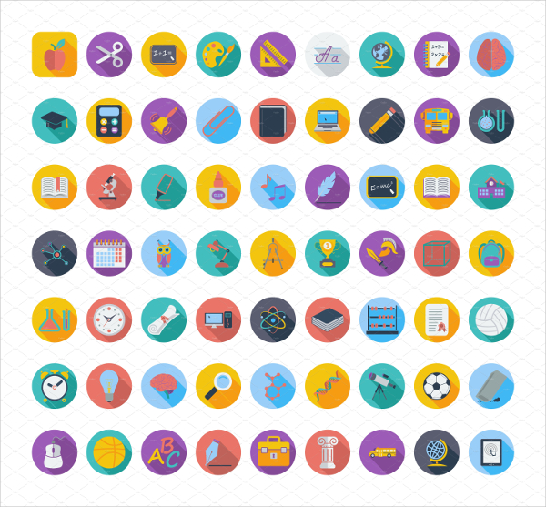 Education Color Flat icons for Web and Print Applications