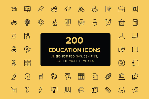 200 Amazing Education School Icons