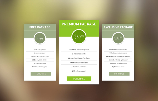 Flat Pricing Table Templates