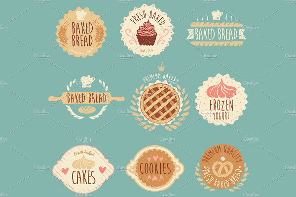 Set Of Bakery Food Label Templates
