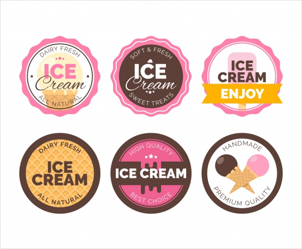 Ice Cream Vintage Label Collection Free Vector
