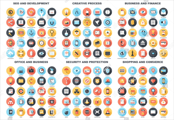 150 Flat Web Marketing Icons