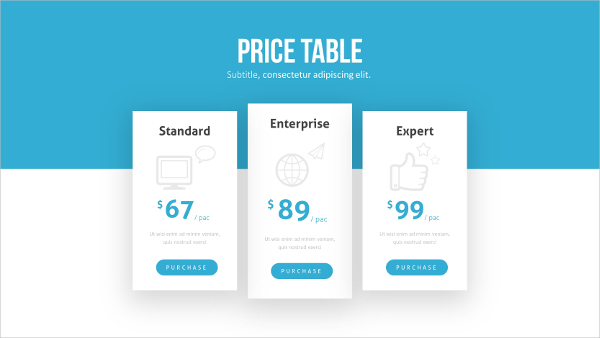 Price Table Powerpoint Templates