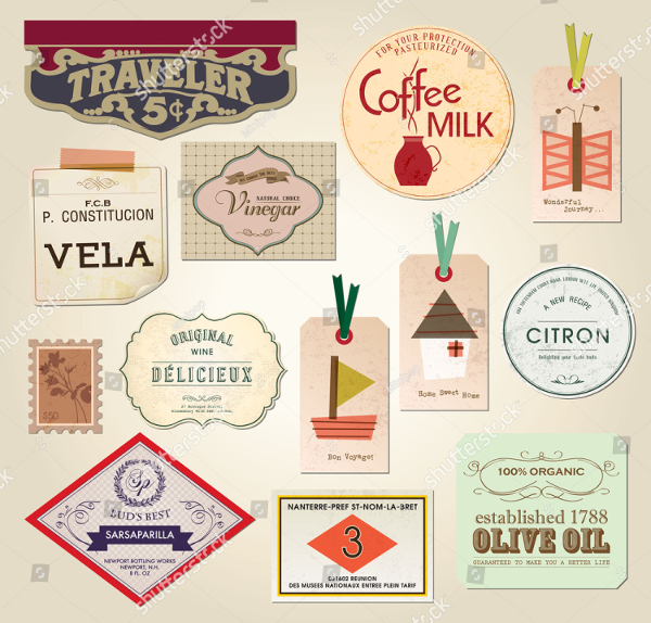 Retro Food Label Templates Illustration