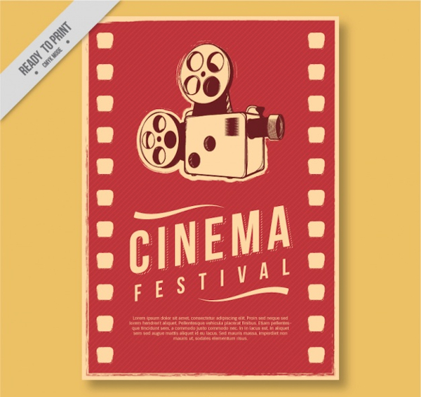 Retro Movie Poster With Free Vector Template