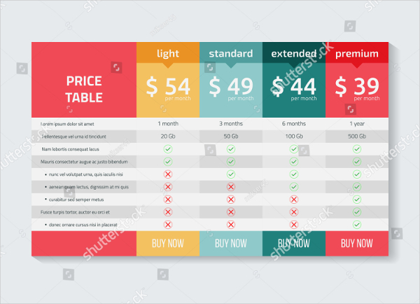Web Pricing Table Design For Business