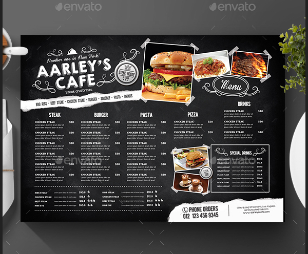 Blackboard Steak House Menu Template