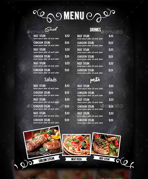 Blackboard cafe Menu Template