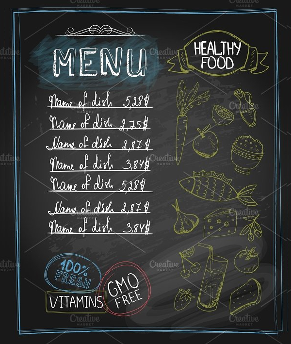 Chalkboard Healthy Food Menu