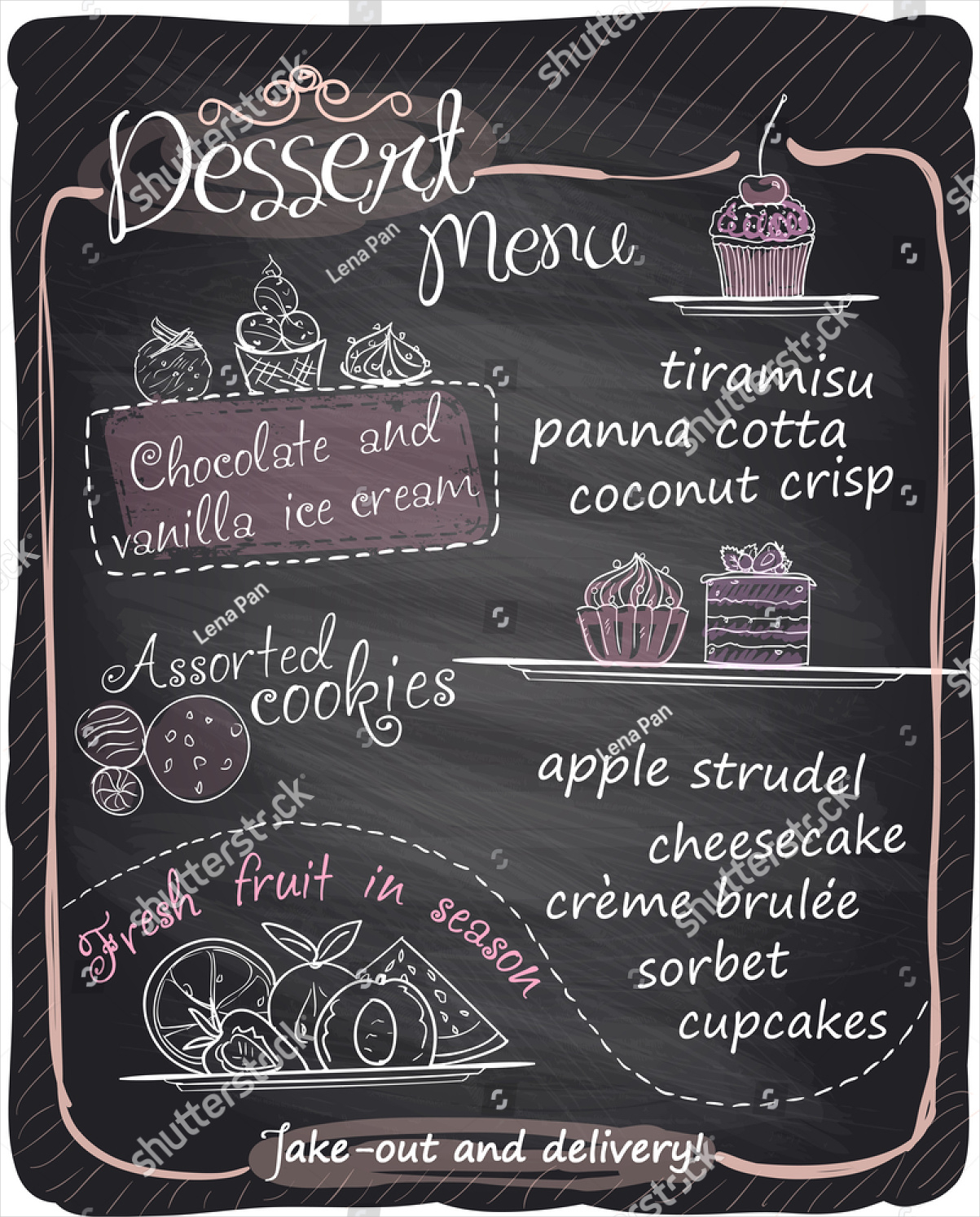 Chalkboard Dessert Menu Vector Templates
