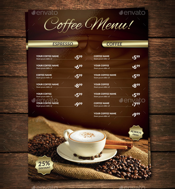 22+ Coffee Menu Templates Free & Premium Downloads