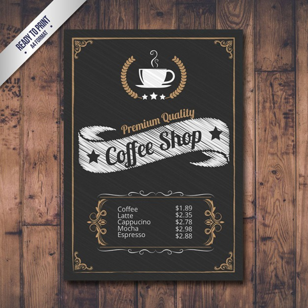 Free Coffee Menu In Blackboard Style