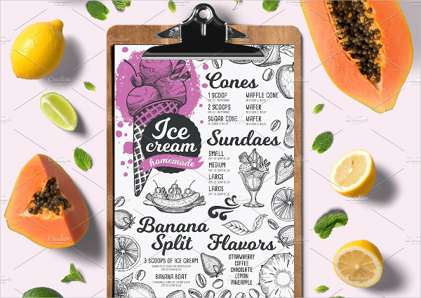 Ice Cream Desserts Menu Template