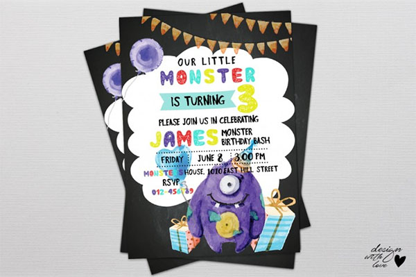 Monster Birthday Invitation Designs